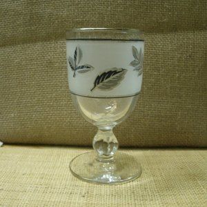 Vintage Libbey Silver Leaf Goblet Stemmed Glass